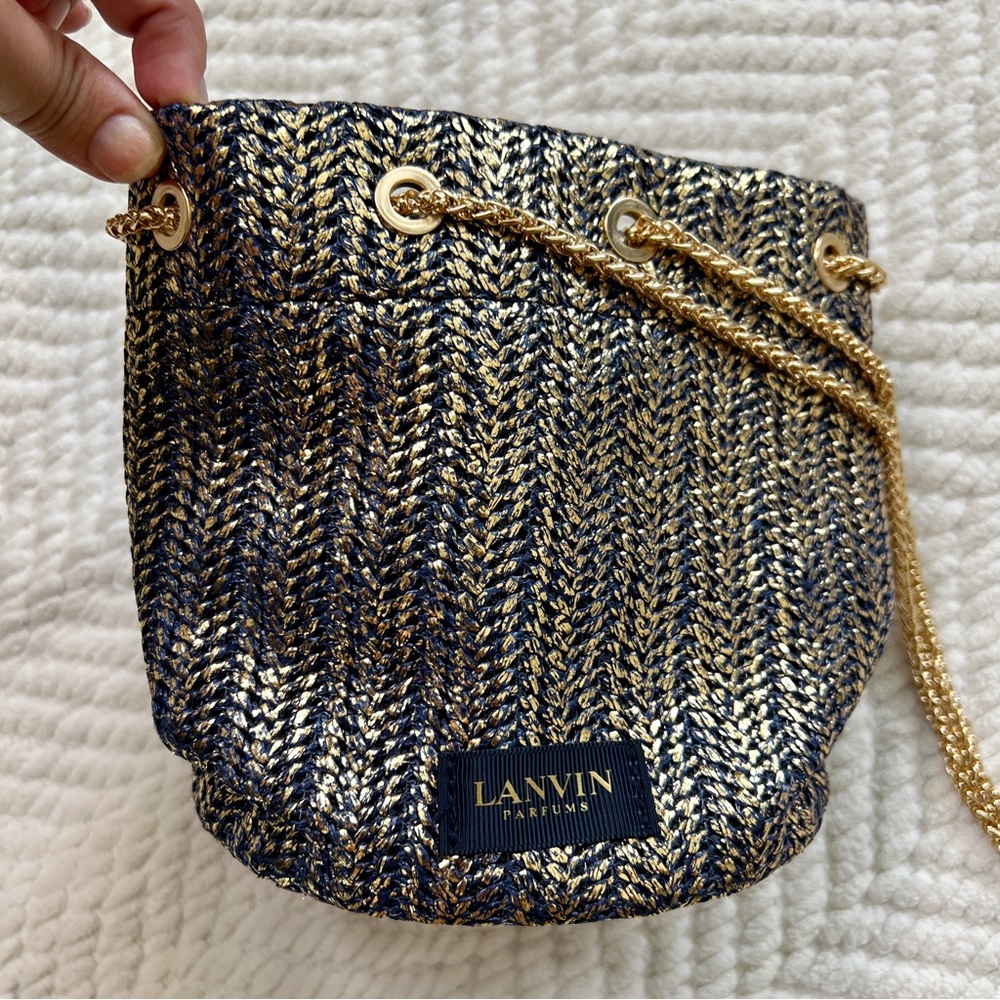 LANVIN Navy Gold Chain Mini Bag
